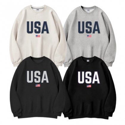 더팀 USA 오버핏 남자 여자 빅사이즈 기모 맨투맨